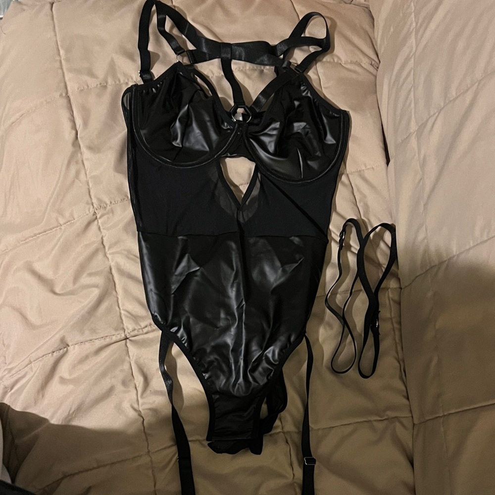 Never worn sexy lingerie one piece with see through coverup